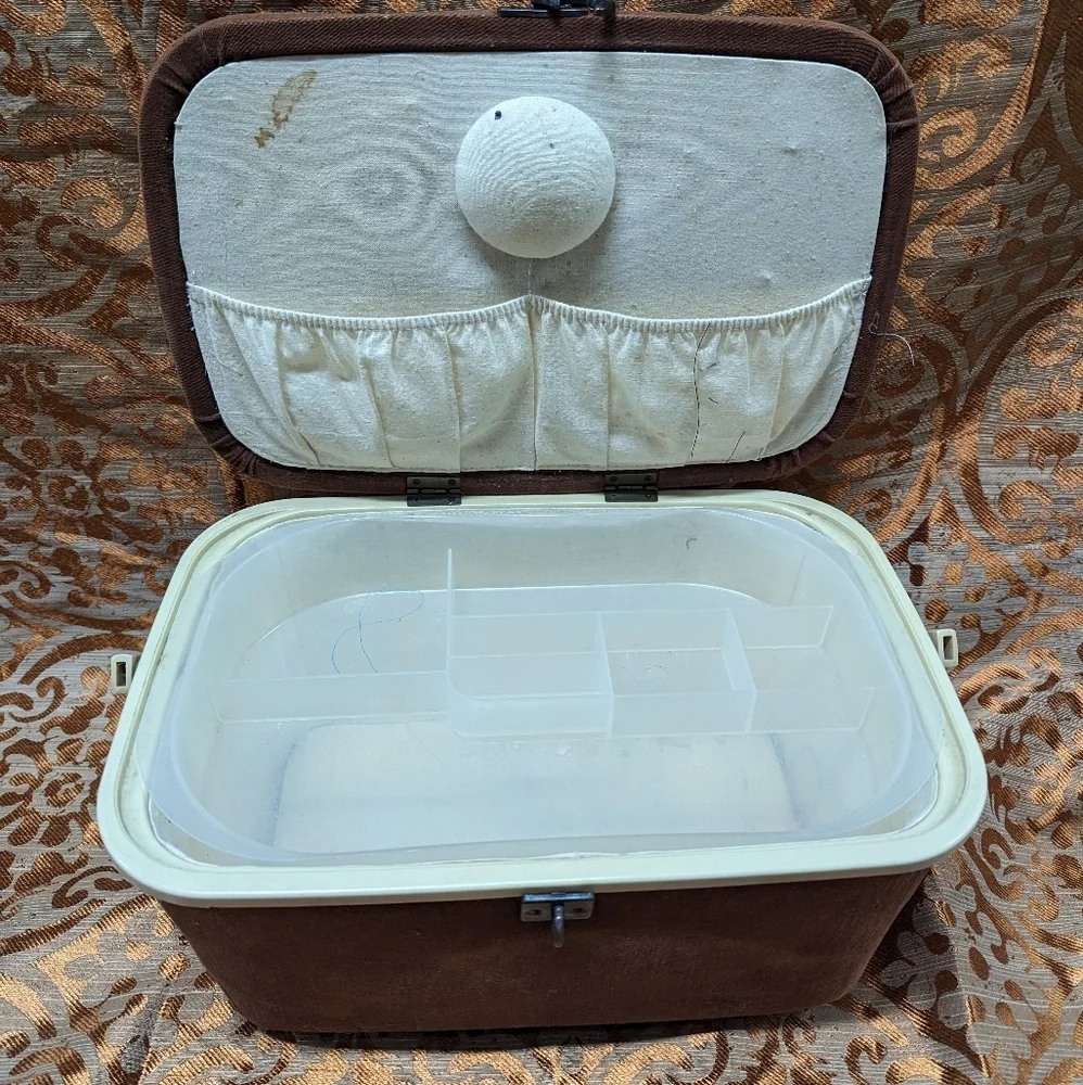 Vintage Brown Prym Sewing‎ Basket Housemaker Trad Wide